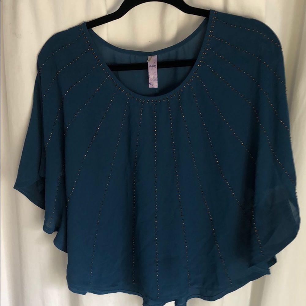 Flowy gold beaded shirt fits size S & M